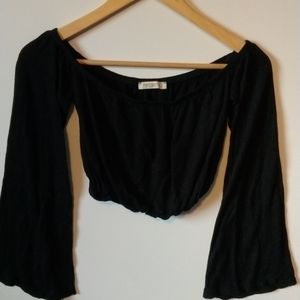 Arden B. Black Off the shoulder Crop Top